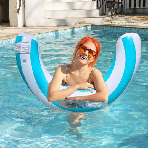 U-Shaped 29 x 20 Inches Inflatable Swim Ring, Half Circle Pool Float for Adults – Portable Swimming Aid for Travel, Vacation, Beach, Summer Water Games & Pool Party Supplies