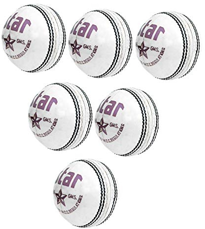 CW Star - Pelota de cricket (4 unidades, 156 g), color blanco