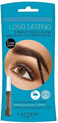 L'Action Paris Mascara et Sculpteur de Sourcils Longue Tenue, Remplit d'une Couleur Naturelle, Sculpte Selon la Forme Souhaitée, Brun Moyen 8.5g