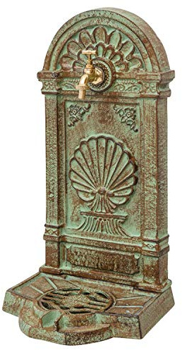 aubaho Fuente de pie Fuentes Lavabo Fuente de Pared Hierro Estilo Antiguo 69cm Verde