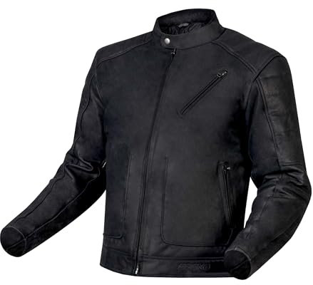 Ozone Sparrow II Veste de moto en cuir de buffle avec protection des coudes et des épaules, ventilation 5 poches, gilet thermique amovible