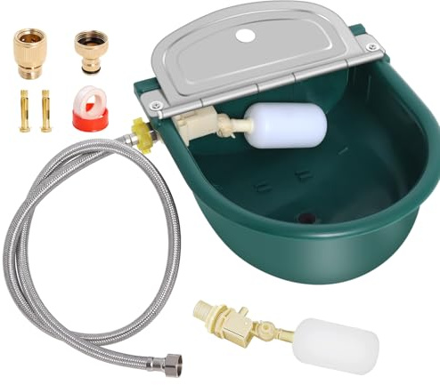 Automatic Water Dispenser for Dogs, Plastic Automatic Dog Water Dispenser Livestock Waterer with 2 Float Valves Quick Connector, for Auto Dog Water Dispenser Water Toughs for Livestock