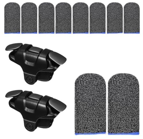 UKCOCO Game Triggers With Sleeves, Mobile Game Controllers Plug and Play Gaming and Gamer Thumb Sleeves for Phone (1 pairs of controller + 5 pairs of Sleeves)