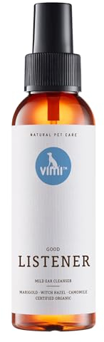 vimi Good Listener – 100 ml - Ohrenreiniger für empfindliche Hunde- und Katzenohren, mit Kamille, Ringelblume & Zaubernuss für gründliche & milde Reinigung