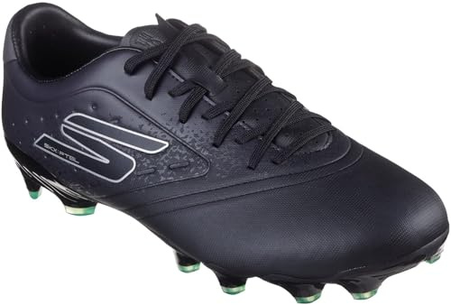 Skechers herr rakhyvel guld fasta mark fotbollsskor, Svart/silver, 45 EU