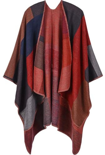 Lifetooler Poncho Donna Caldo Mantella Donna Invernale Fronte Aperto Reversibile Cardigan Elegante Scialle Lavorato a Maglia per Primavera Autunno Inverno