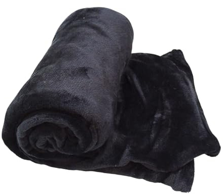 JYC CREATIVE Liten och medelstor varm flanellfilt, perfekt för överkast, soffa eller andra tillfällen, för sovrum, soffa, barn, baby (svart, 220 x 240 cm)
