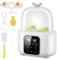 Flaschenwärmer Baby 6 in 1 Sterilisator für Babyflaschen, Doppelbecher Babyflaschen Wärmer mit LCD-Display Baby Bottle Warmer mit Dampf-Sterilisator & Flaschenbürste & Clip Erwärmen/Auftauen Speisen