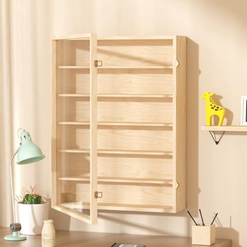 CHZIMADE 6-Tier Wall Display Cabinets Shelf Unit Cabinet Case Shelves 50x67cm Home Office Ornaments