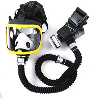 YILIKISS Full Face Respirator, Protective Mask with Air Pump for Gases Dust Chemicals Paint， Powered Respirator, 110ma-300ma 62 L/min 74 L/min Air Supply Flow
