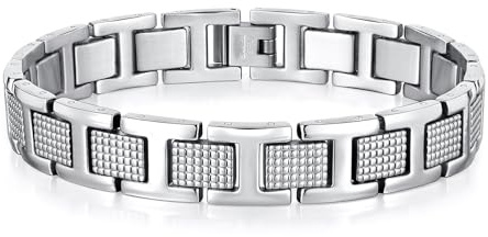 VNOX Mens Silver Bracelet Inoxidable Metal Stainless Steel Link Chain Bracelets Elegant Jewelry Gifts for Men Dad Husband,Adjustable