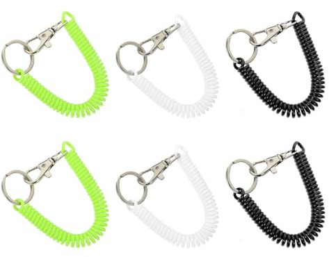 TOYANDONA 6 Llaveros de Muñeca Retráctiles Multicolor, Cuerda Elástica para Llaves y Teléfono, Pulsera Flexible Antiperdida para Uso Exterior, Paquete Surtido para Mujer y Hombre