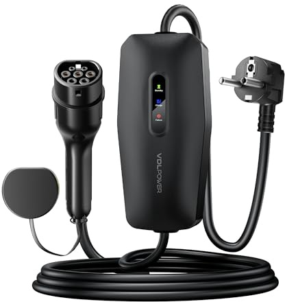 Cavo di ricarica tipo 2, 3,68 kW/10 m, cavo di ricarica per auto elettrica, 16 A, caricatore EV, tipo 2, per veicoli elettrici con Schuko monofase, IP65, compatibile con modello Y/3, XC60, ID.3, ID.4