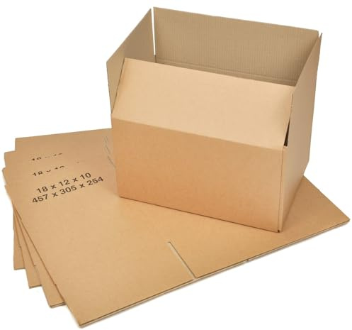 BAG-IT 25x Single Wall Cardboard Packing Boxes 18x12x10 (457x305x254mm) Medium Parcel Shipping Mailing Postal Gift Cube Postal Shipping Box Mailing Cartons Shipping boxes