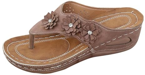 Zapato de mujer de verano elegante y cómodo, tacón de cuña, zapatillas para mujer, cómodas, talla 38, zapatillas de flor Strass, zapatillas de punta abierta, transpirables, zapatillas exteriores