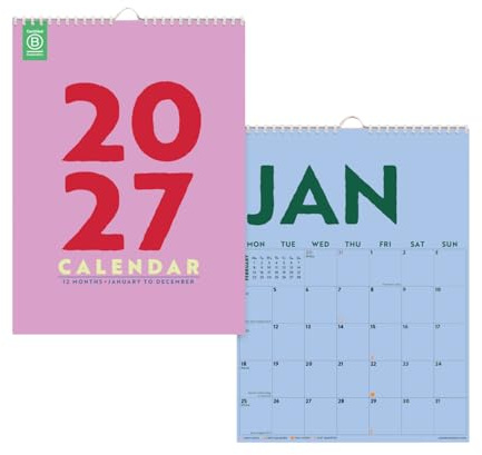 Good Tuesday Colourburst 2027 Wall Calendar, Month to View Layout, A4