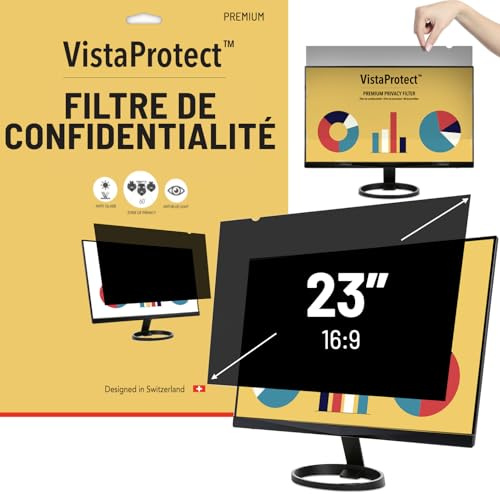 VistaProtect - Premium Privacy Screen & Anti Blue Light Screen Filter for Computer Monitors (23 inches)