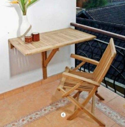 Wandklapptisch Sondrio eckig Teak Massivholz Abmessungen 80 x 50 cm + 40,- €