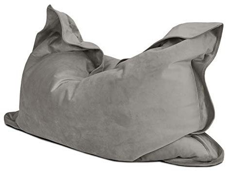 rucomfy Beanbags Extra Large Luxurious Velvet Squashy Squarbie Bean Bag. Use as Cushion, Chair or Lounger. 160 x 120cm (Pebble Grey, Beanbag Only)