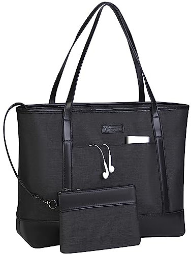 Kabanmate - Bolsa de mano para laptop de 15.6 pulgadas, resistente al agua, a prueba de golpes, bolsa de trabajo grande para profesores con bolso, Black, Talla única