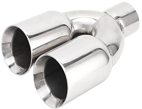 KIMISS Double Embout D'échappement, 63x89mm Voiture Double Embout D'échappement en Acier Inoxydable Argent Soudé sur Tuyau D'échappement Universel en Forme de Y pour Automobiles