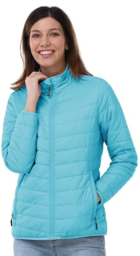 Outdoor Ventures Damen Steppjacke Leichte Warme Packbare Übergangsjacke Puffer Jacke für Frauen Gefüttert Weiche Steppmantel Quilted Coat für Freizeit Wandern Reisen Outdoor Hellblau L