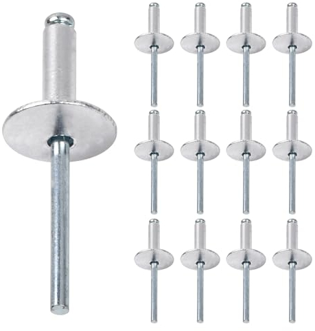 50 Piezas Remaches Ciegos Remache Pop Ciego con Cabeza de Cúpula de Aluminio Remaches Ciegos de Aluminio con Brida Grande, para Chapa, Carpintería, Industrial (4,8 * 10 * 16mm)