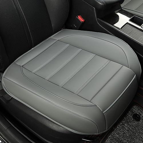 Vankerful 1 Pack Leather Front Car Seat Covers,Bottom Seat Covers for Cars,Driver Car Seat Cushion Cover for Most Vehicles,Sedan,Truck,SUV(Grey)
