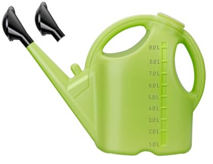 Arrosoir de grande capacité de 9 L avec 2 têtes d'arrosage amovibles – Long bec en plastique robuste pour jardin, plantes d'intérieur et utilisation en extérieur/intérieur