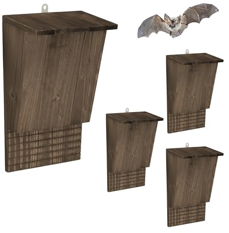 Relaxdays Set de 4 refugios para murciélagos en Madera 34x22.5x12.5 cm marrón