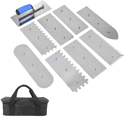 9Pcs Stainless Steel Trowel Plastering Interchangeable Wall Construction Concrete Finishing Tool Finishing Professional Cutter