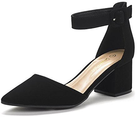 DREAM PAIRS Women's Elastic Ankle Straps Court Shoes,Black/Pu,5