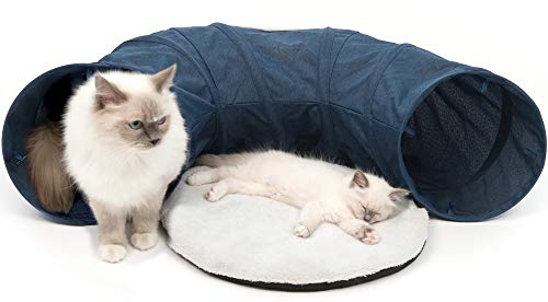 Catit 41995 Vesper Tunnel, für Katzen, mit Schlafkissen, blau ,