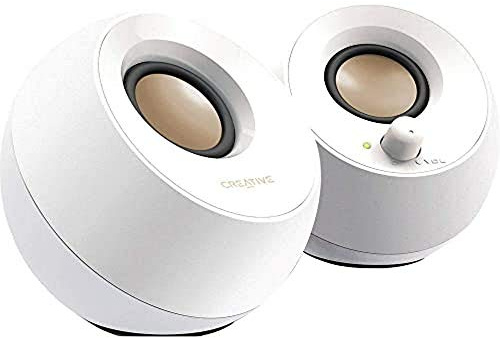 Creative Pebble 2.0 USB-Powered Desktop Speakers with Far-Field Drivers and Passive Radiators for PCs and Laptops (White) (Renewed)