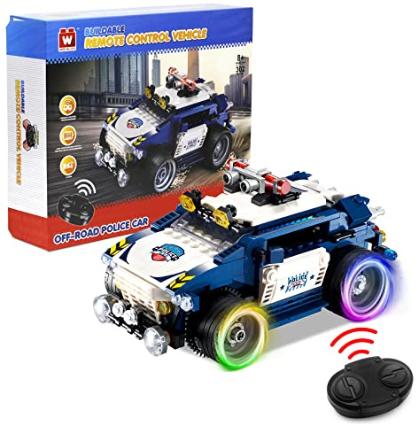 WISE BLOCK – JEU DE CONSTRUCTION VOITURE TÉLÉCOMMANDÉE JEEP POLICE – Petite Voiture Télécommandée de Police à Assembler – 302 Pièces – L19xl12xh10Cm – Jouet Enfant À Partir De 8 Ans