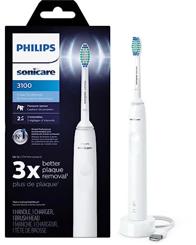 Philips Sonicare Power Toothbrush, Rechargeable Electric Toothbrush with Pressure Sensor, White