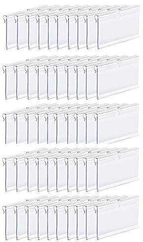 50Pcs 80x42mm trasparente porta etichette in plastica, supporto per display in PVC per cartellini di prezzo per biglietti di nome per negozio di supermercati