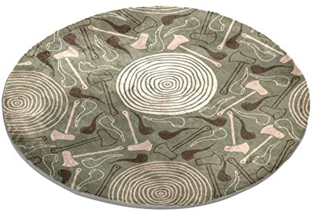 axe and tobacco pipe Round Area Rug Bedroom Carpet Shaggy Soft Chair Mat Washable Doormat