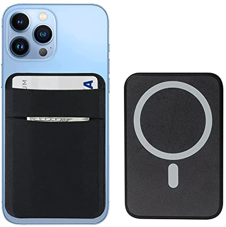 WUOJI Magnetischer Telefonkartenhalter,Kompatibel mit MagSafe,Magnetischer Kartenhalter Magsafe für iPhone 12 13/14,Mag-Safe Wallet für die Rückseite des iPhone 14/13/ 12 Serie-Schwarz