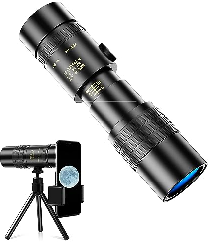 4K 10-300X40mm Monokular Teleskop High Power Wasserdicht Monokulare, Erwachsene Fernrohr Mit Handyhalterung Stativ, Monokulare Für Vogelbeobachtung Wandern Konzert