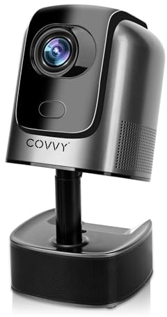 Proiettore retrattile COVVY con Pan-Tilt, Videoproiettori Home Theater Full HD 1080P con WiFi e Bluetooth, Supporto 4K, Home Cinema Esterno Portatile per Android/Smartphone(Nero)