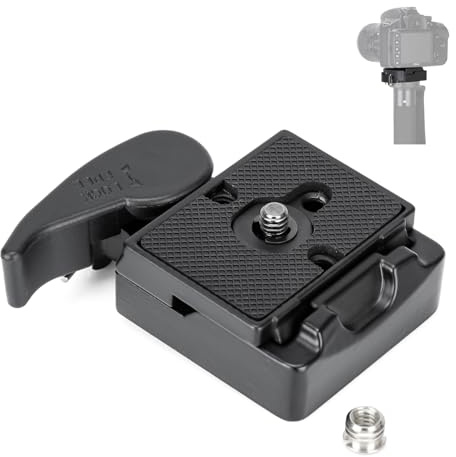 koolehaoda Piastra a sgancio rapido per fotocamera 323 RC2 Adattatore rapido in alluminio con piastra di montaggio a vite da 1/4 e 3/8 adatta per testa monopiede Manfrotto treppiede