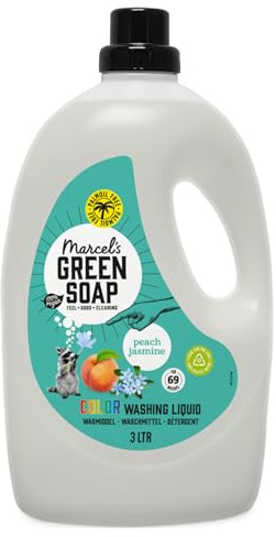 Marcel’s Green Soap Color Washing Liquid Peach & Jasmine 3L – Laundry Detergent – 100% Vegan – Palm-oil free - 69 Washes