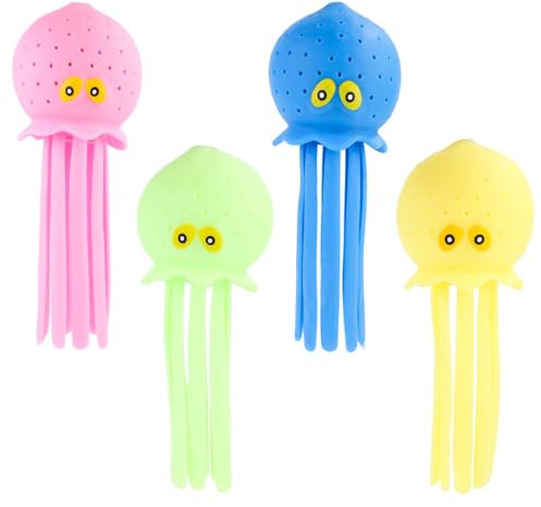4 Bolas Agua Pulpo, Juguetes Flotantes Pulpo Multicolor Piscina Juguetes Sensoriales Suaves para Salpicaduras Baño Pulpo para Piscina, Playa, Rellenos de Bolsas, Regalos de Fiesta, Verano
