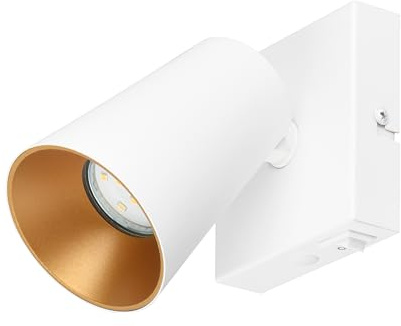 Trio Leuchten Spot mural SHARP 817170131, Blanc métal mat, Couvercle doré/blanc, sauf 1x GU10