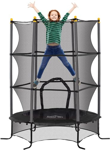 HOMCOM Trampolino Elastico Bambini 3-10 Anni Senza Molle Ø163x190cm Nero