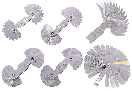 Galgas Reglaje Valvulas, Medidor de radio de acero inoxidable de 6 uds con juego de calibradores de espesores calibrador de filete de radio de y herramienta de medición de espacio de 0,04-0,88 Mm, Br