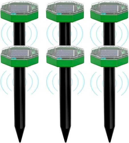 Taupe Ultrason Solaire Repulsif 6 Pièces, Anti Taupe Solaire Vibration et Ultrasons, Repousse Les Taupes et Autres Rongeurs pour Le Jardin et Les Pelouses