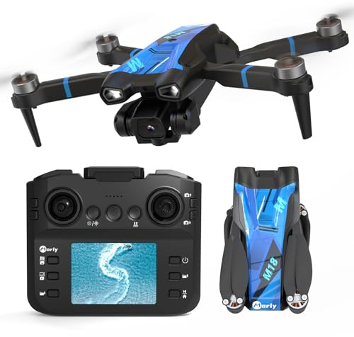 Drone con Fotocamera 4K Mini Drone Con Telecomando LCD 3D Flip Design Pieghevole Telecomando Ricaricabile 3 Velocità Quadricottero RC per Principianti M18LCD