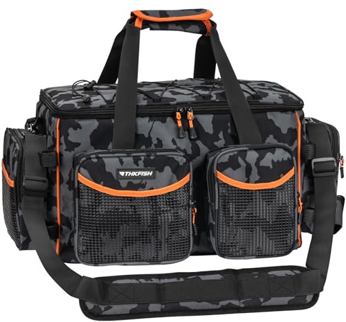 THKFISH Fishing Tackle Bag for 3600/3700 Tackle Box, Waterproof Soft Bottom Large Tackle Box Bag Saltwater & Freshwater Fishing Bags